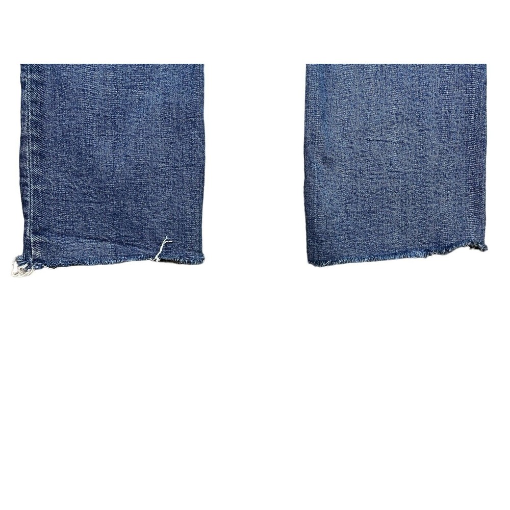 Zara Women's High-Rise Cropped Straight Leg Zip Fly Jeans w Raw Hem - Size US 8 - Picture 5 of 8